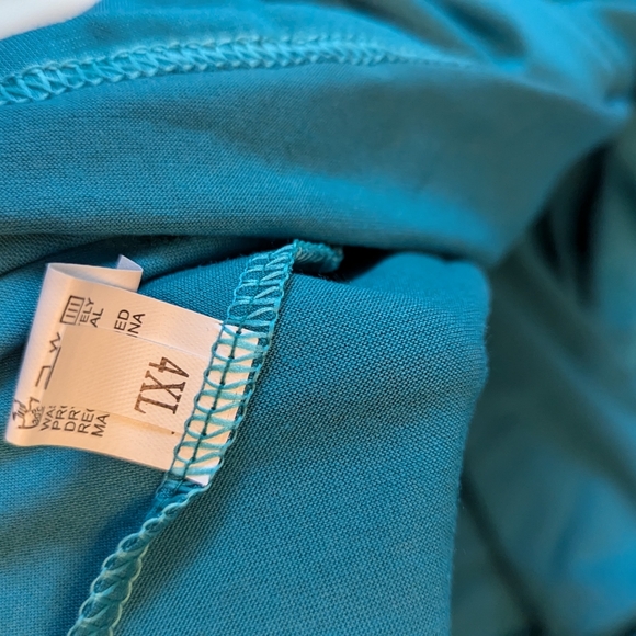 Turquoise 2X crisscross long sleeve retro fit & flare jersey dress NWOT EUC - Picture 4 of 6